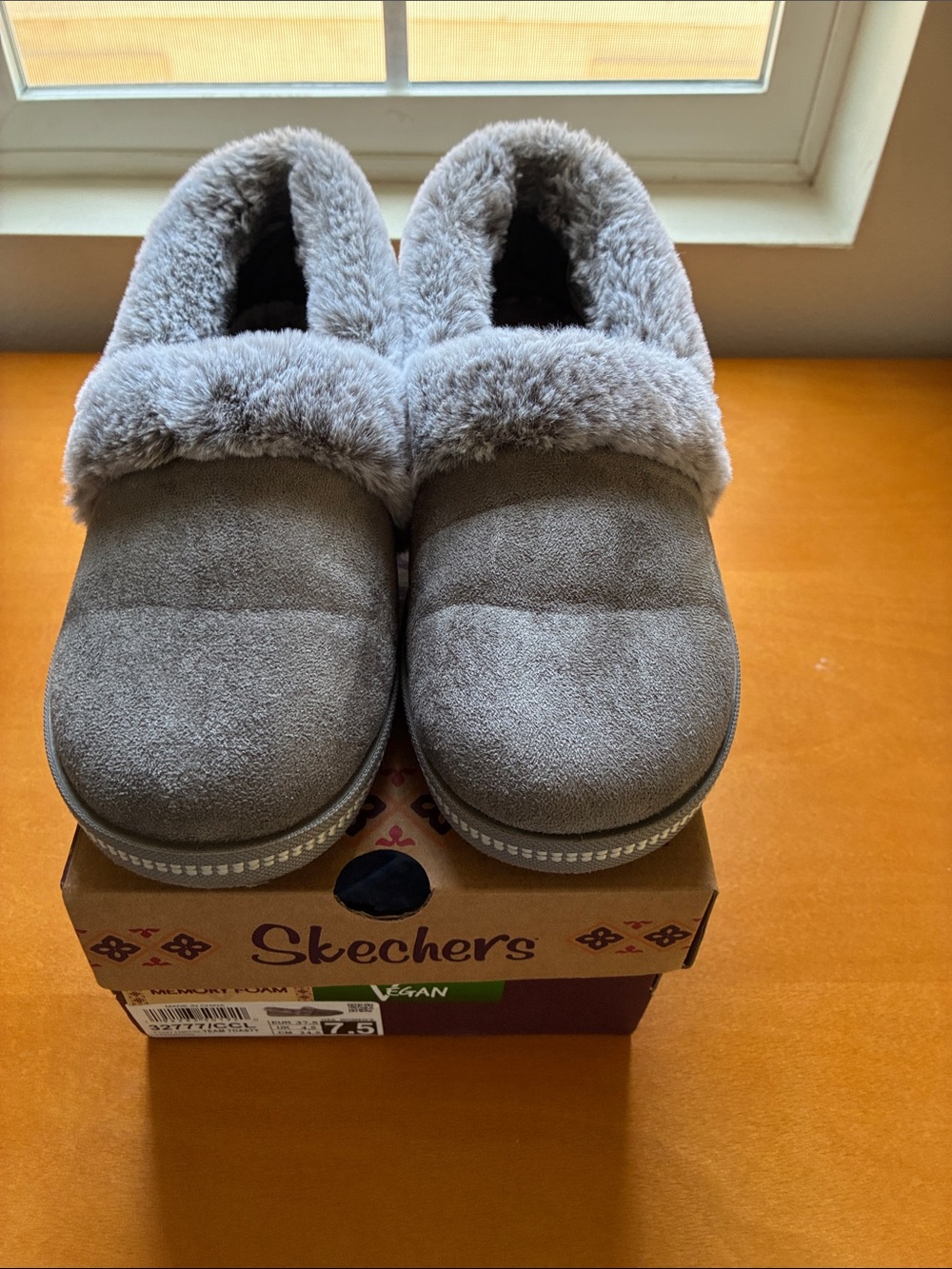 Skechers Women’s Gray Plush-Lined Slip-Ons
